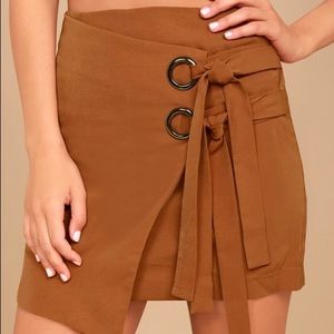 Light brown wrap mini skirt